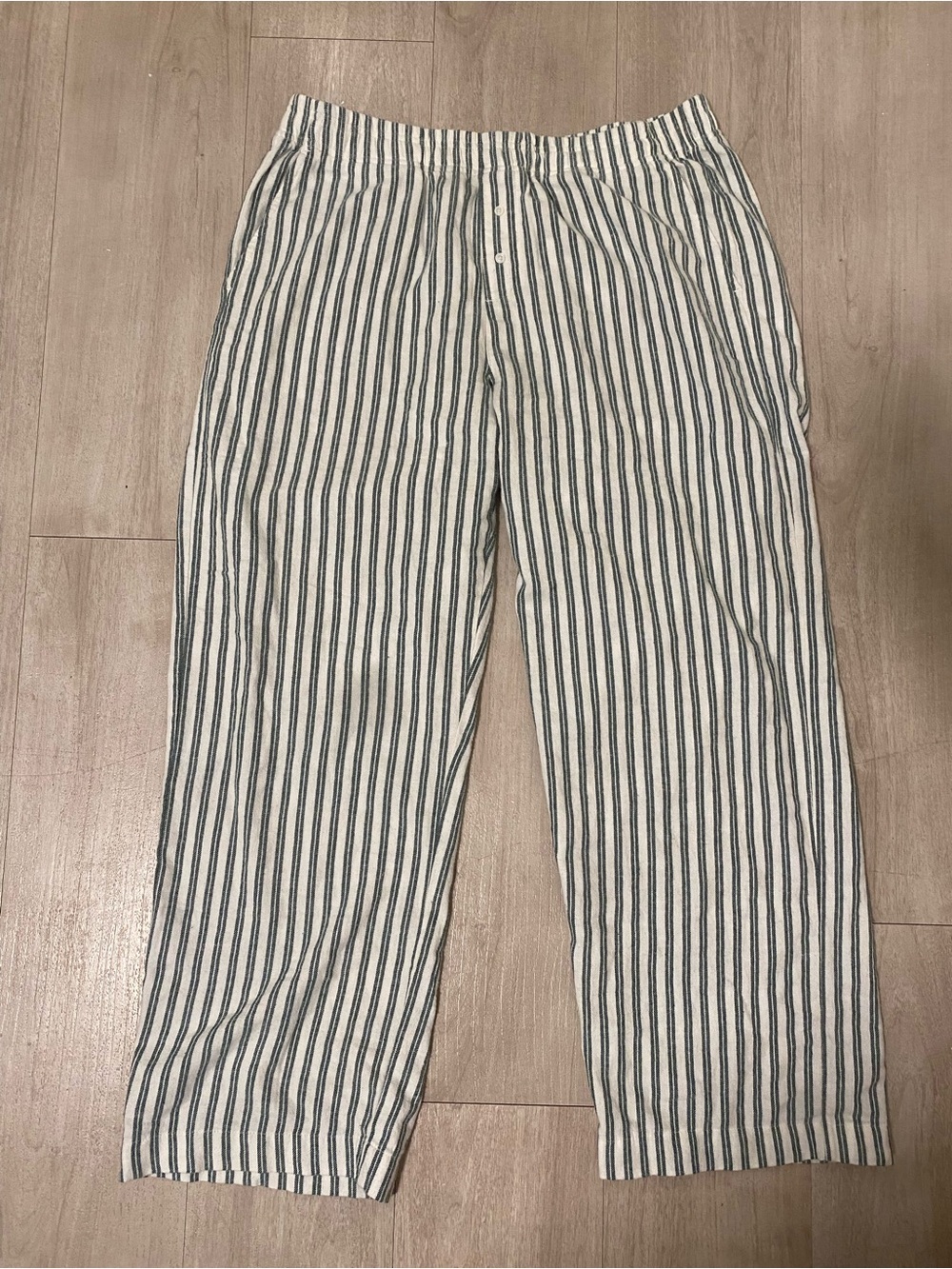 GAP Green Striped 100% Cotton Pajama Pants Large NWT Elastic Waist Lounge Sleep